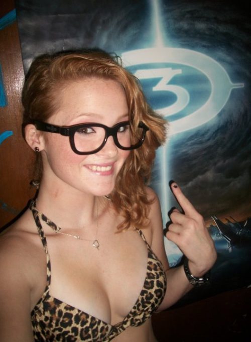 Nerdy Redhead in bikini; Hot Red Head 