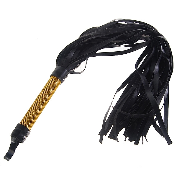 Cheap sale PVC Soft Intimate Nylon Whip with Strap (Gold + Black) online; Toys 